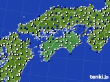 四国地方のアメダス実況(風向・風速)(2018年01月02日)