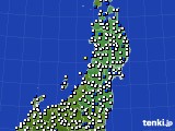 東北地方のアメダス実況(風向・風速)(2018年01月04日)