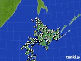 北海道地方のアメダス実況(風向・風速)(2018年01月10日)