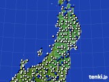 2018年01月11日の東北地方のアメダス(風向・風速)