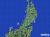 東北地方のアメダス実況(風向・風速)(2018年01月11日)