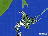 北海道地方のアメダス実況(風向・風速)(2018年01月15日)