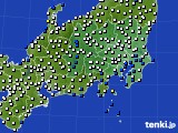 関東・甲信地方のアメダス実況(風向・風速)(2018年01月15日)