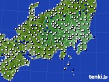 関東・甲信地方のアメダス実況(風向・風速)(2018年01月19日)