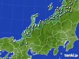 北陸地方のアメダス実況(降水量)(2018年01月21日)