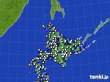 北海道地方のアメダス実況(風向・風速)(2018年01月21日)