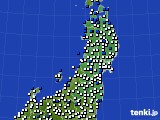 東北地方のアメダス実況(風向・風速)(2018年01月21日)