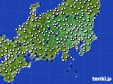 関東・甲信地方のアメダス実況(風向・風速)(2018年01月21日)