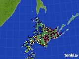 北海道地方のアメダス実況(日照時間)(2018年01月22日)