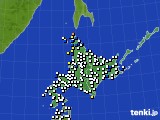 北海道地方のアメダス実況(風向・風速)(2018年01月22日)