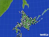 北海道地方のアメダス実況(風向・風速)(2018年01月24日)
