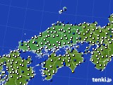 中国地方のアメダス実況(風向・風速)(2018年01月25日)