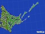 道東のアメダス実況(風向・風速)(2018年01月25日)