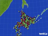 北海道地方のアメダス実況(日照時間)(2018年02月01日)