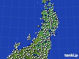 東北地方のアメダス実況(風向・風速)(2018年02月08日)