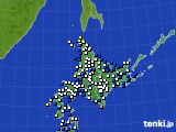 北海道地方のアメダス実況(風向・風速)(2018年02月12日)