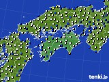 四国地方のアメダス実況(風向・風速)(2018年02月12日)