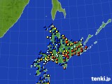 北海道地方のアメダス実況(日照時間)(2018年02月13日)