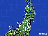 東北地方のアメダス実況(風向・風速)(2018年02月13日)