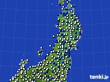 東北地方のアメダス実況(風向・風速)(2018年02月15日)