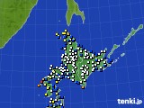 北海道地方のアメダス実況(風向・風速)(2018年02月17日)