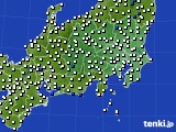 関東・甲信地方のアメダス実況(風向・風速)(2018年02月19日)