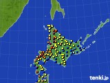 北海道地方のアメダス実況(積雪深)(2018年02月21日)