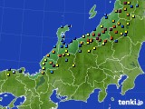 北陸地方のアメダス実況(積雪深)(2018年02月21日)