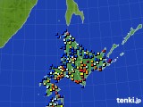 北海道地方のアメダス実況(日照時間)(2018年02月21日)