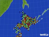 北海道地方のアメダス実況(日照時間)(2018年02月22日)