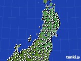 東北地方のアメダス実況(風向・風速)(2018年02月22日)