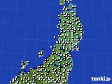 東北地方のアメダス実況(風向・風速)(2018年03月11日)