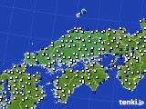 中国地方のアメダス実況(風向・風速)(2018年03月15日)