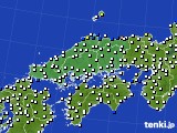 中国地方のアメダス実況(風向・風速)(2018年03月19日)