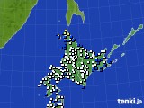 北海道地方のアメダス実況(風向・風速)(2018年03月21日)
