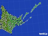 道東のアメダス実況(風向・風速)(2018年03月21日)