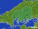 広島県のアメダス実況(風向・風速)(2018年03月22日)