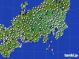 関東・甲信地方のアメダス実況(風向・風速)(2018年03月25日)