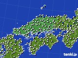 中国地方のアメダス実況(風向・風速)(2018年03月27日)