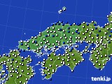 2018年03月29日の中国地方のアメダス(風向・風速)
