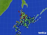 北海道地方のアメダス実況(日照時間)(2018年04月04日)