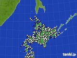 北海道地方のアメダス実況(風向・風速)(2018年04月04日)