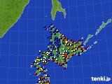 北海道地方のアメダス実況(日照時間)(2018年04月16日)