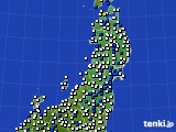 東北地方のアメダス実況(風向・風速)(2018年04月16日)