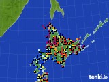 北海道地方のアメダス実況(日照時間)(2018年04月22日)