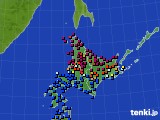 北海道地方のアメダス実況(日照時間)(2018年04月24日)