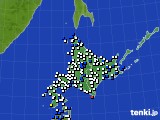 北海道地方のアメダス実況(風向・風速)(2018年04月25日)