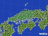 中国地方のアメダス実況(風向・風速)(2018年06月10日)