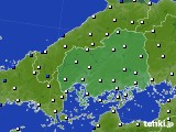 広島県のアメダス実況(風向・風速)(2018年06月13日)