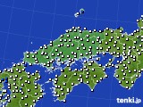 中国地方のアメダス実況(風向・風速)(2018年06月21日)